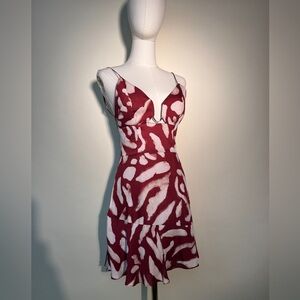 Finders Keepers Red and White Patterned Mini Dress